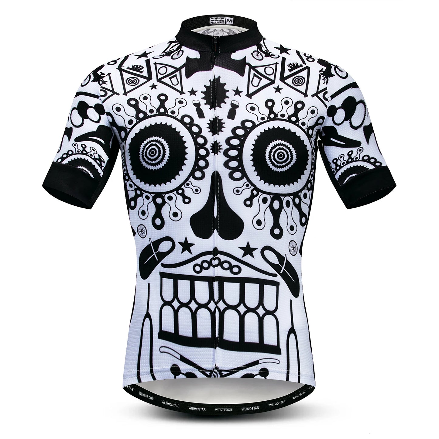 Jersey Da Ciclismo Uomo Skull Traspirante Estate Quick Dry Anti Sudore Riflettente Con Tasche MTB