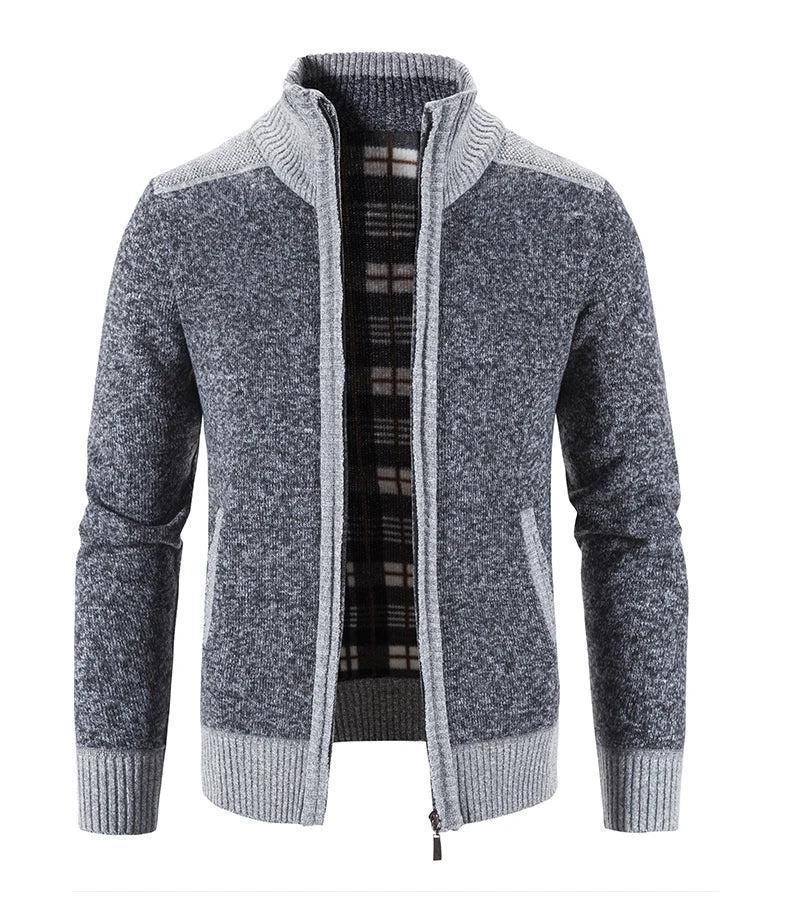 Nuovo Cardigan Patchwork Da Uomo Slim Fit Con Collo Coreano Caldo E Lavorato A Maglia Giacca Invernale