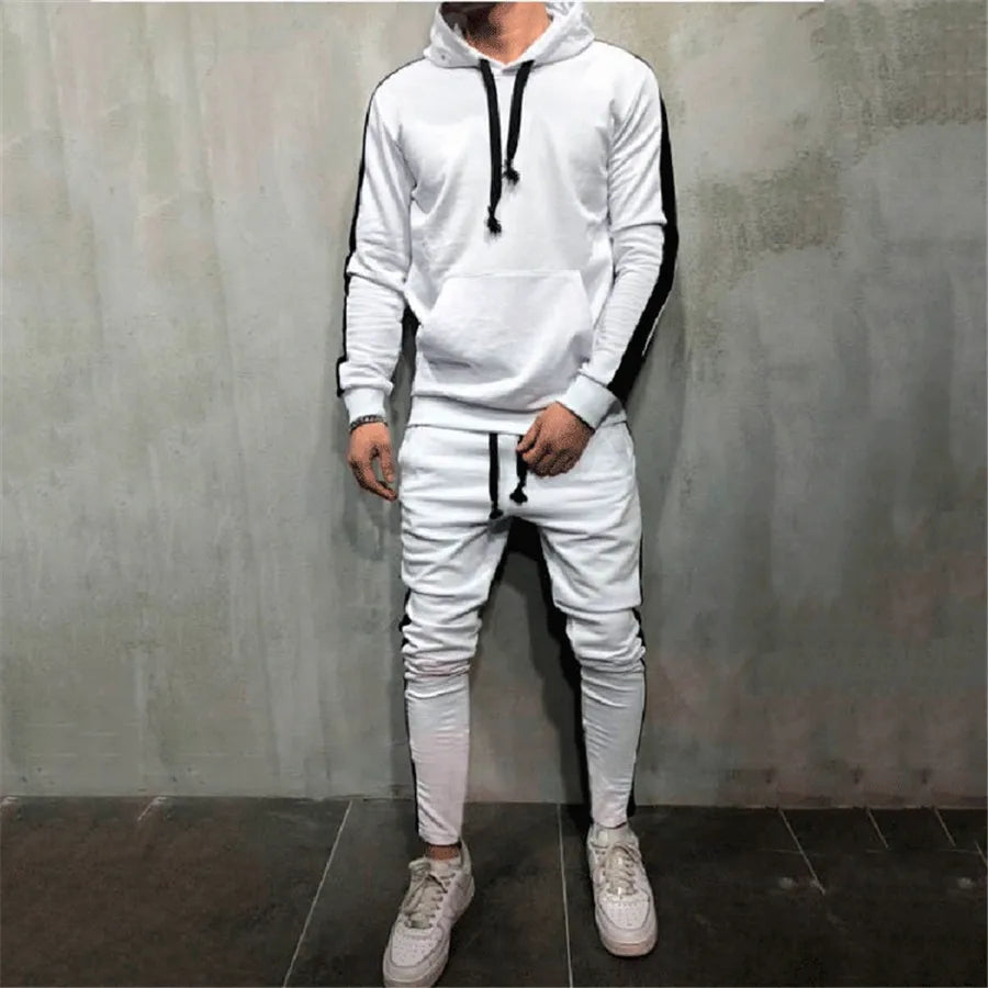 Set Allenamento Uomo 2 Pezzi Tuta Sportiva Autunno 2024 Felpa Con Cappuccio Pantaloni Running