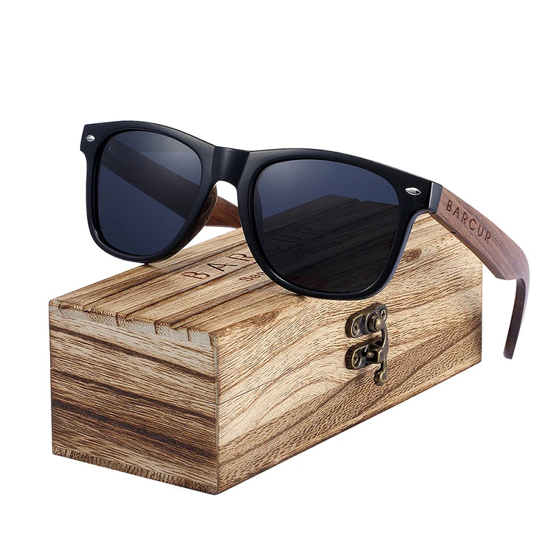 Occhiali Da Sole In Legno BARCUR Uomo Polarizzati UV400 Protezione Totale Scatola Originale