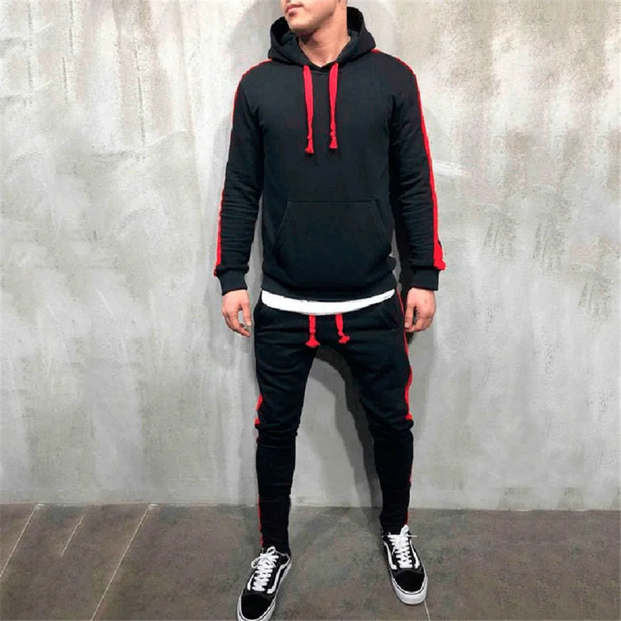 Set Allenamento Uomo 2 Pezzi Tuta Sportiva Autunno 2024 Felpa Con Cappuccio Pantaloni Running