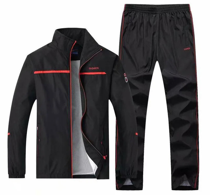 Tuta Sportiva Uomo 2 Pezzi Giacca Con Zip Pantaloni Vita Elastica Allenamento Pallacanestro