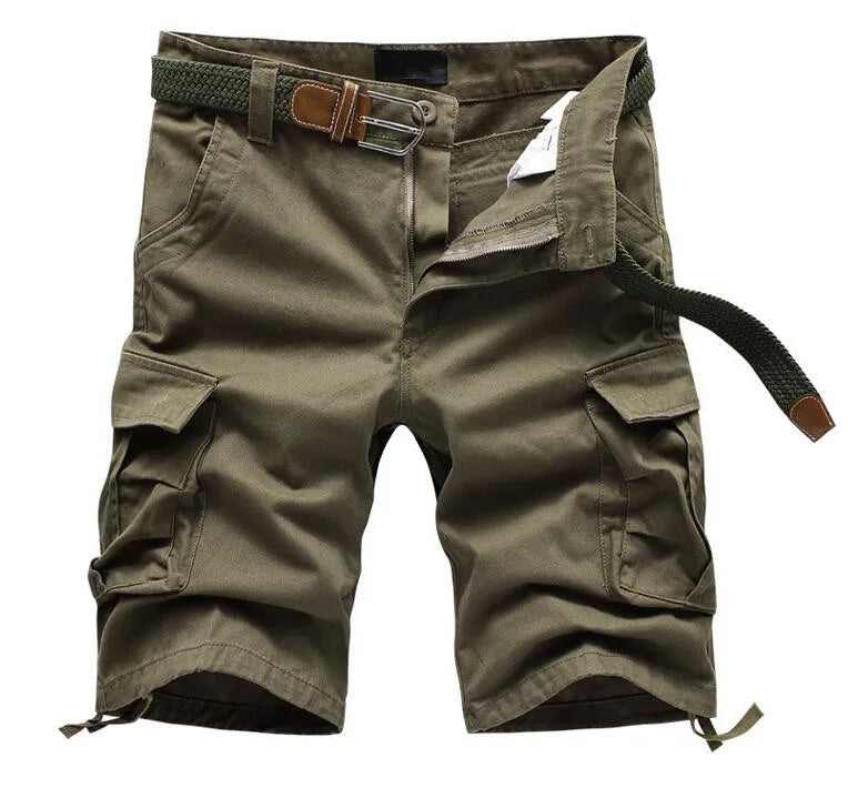 Pantaloncini Cargo Militari Multitasche Da Uomo Estivi 2025 In Cotone Khaki Taglia 29 44 Senza Cintura