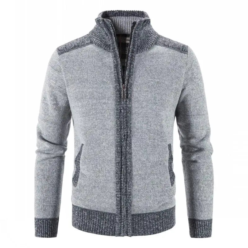 Nuovo Cardigan Patchwork Da Uomo Slim Fit Con Collo Coreano Caldo E Lavorato A Maglia Giacca Invernale