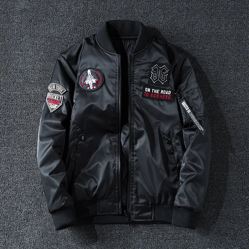 Giacca Bomber Invernale Da Uomo Reversibile Con Distintivo E Tasche Doppio Lato Per Motociclista Autunno