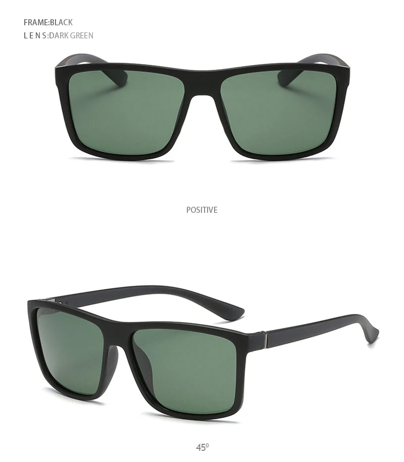 Occhiali Da Sole Polarizzati Quadrati Neri Classici Da Uomo Blu A Specchio Moda Unisex Vintage UV400