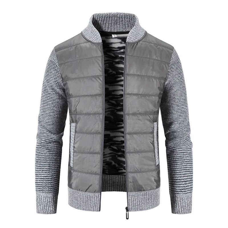Giacca Uomo Invernale Spessa In Pile Con Zip Intera Antivento Collo A O In Maglia Calda