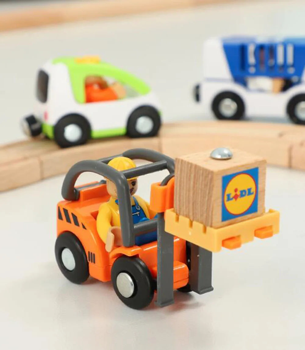 Nuovo Treno Magnetico Per Bambini Con Camion Pompieri Ambulanza Polizia Compatibile Brio In Legno