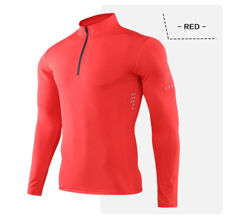 T Shirt Sportiva Da Uomo Manica Lunga Per Palestra E Corsa In Compressione Abbigliamento Sportivo Zip Pullover Rashguard