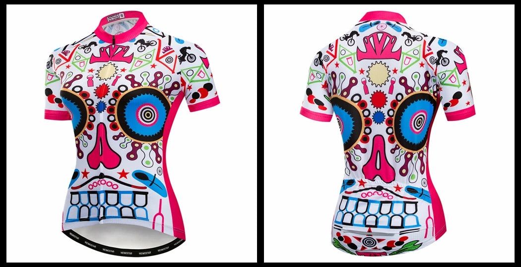 Weimostar Pro Maglia Da Ciclismo Donna Skull Traspirante Con Tasche Riflettente Quick Dry Estate MTB