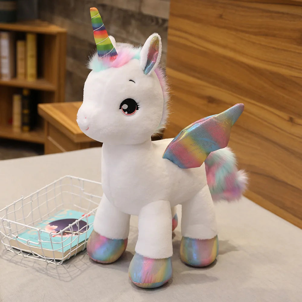 Peluche Unicorno Arcobaleno Con Ali 40 Cm Cuscino Morbido Regalo Per Ragazze Ideale Per Compleanno