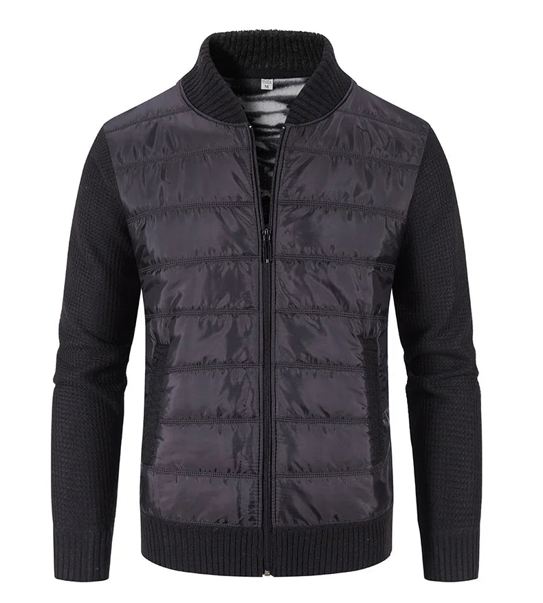 Giacca Uomo Invernale Spessa In Pile Con Zip Intera Antivento Collo A O In Maglia Calda