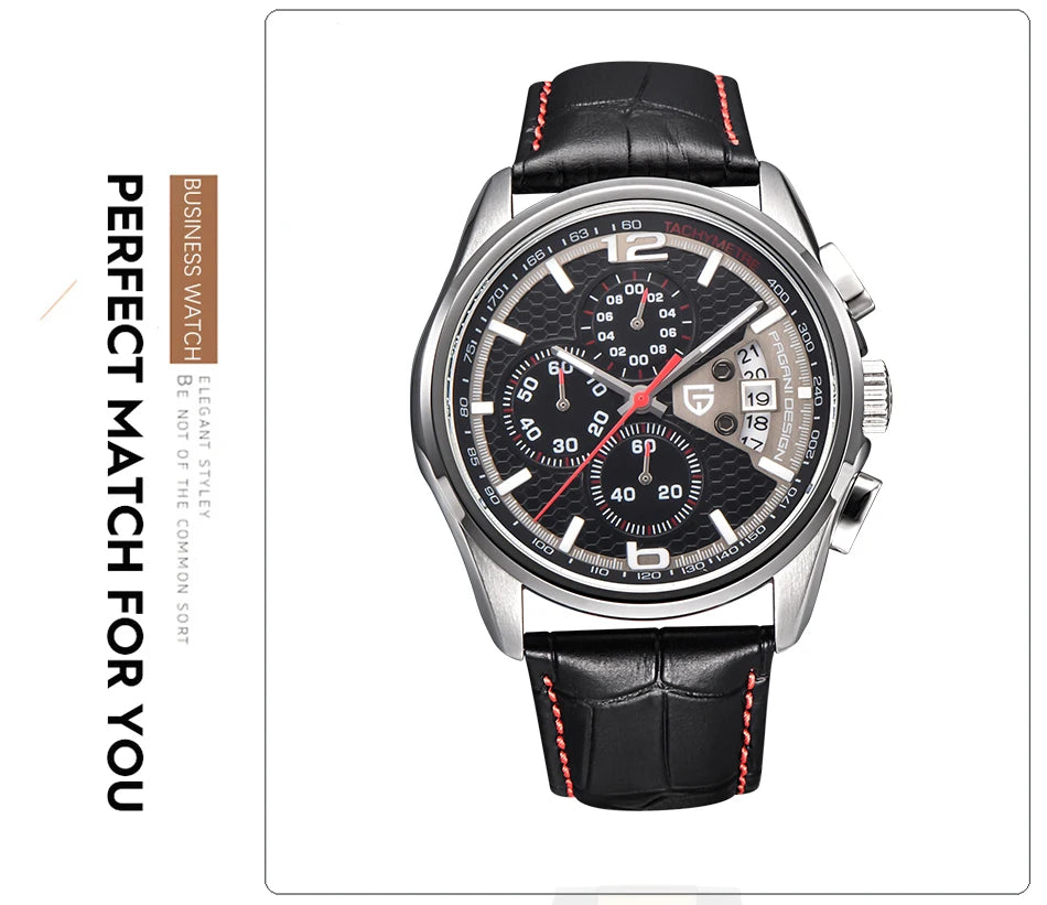 Orologio Da Uomo Pagani Design Cronografo Lusso Sport Quarzo Resistente All Acqua 30m Modello PD 3306