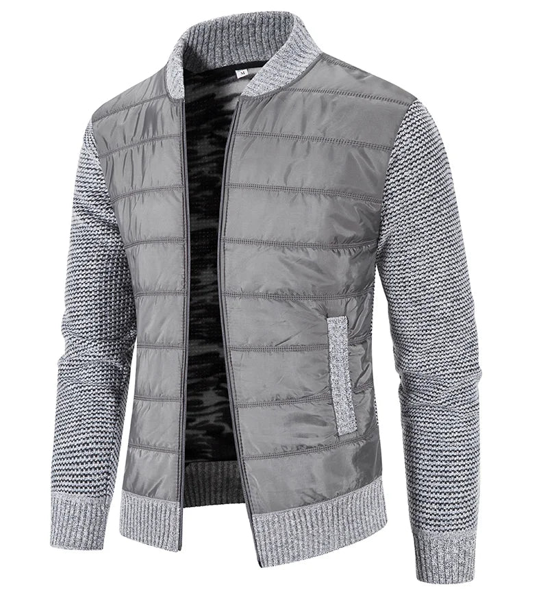 Giacca Uomo Invernale Spessa In Pile Con Zip Intera Antivento Collo A O In Maglia Calda