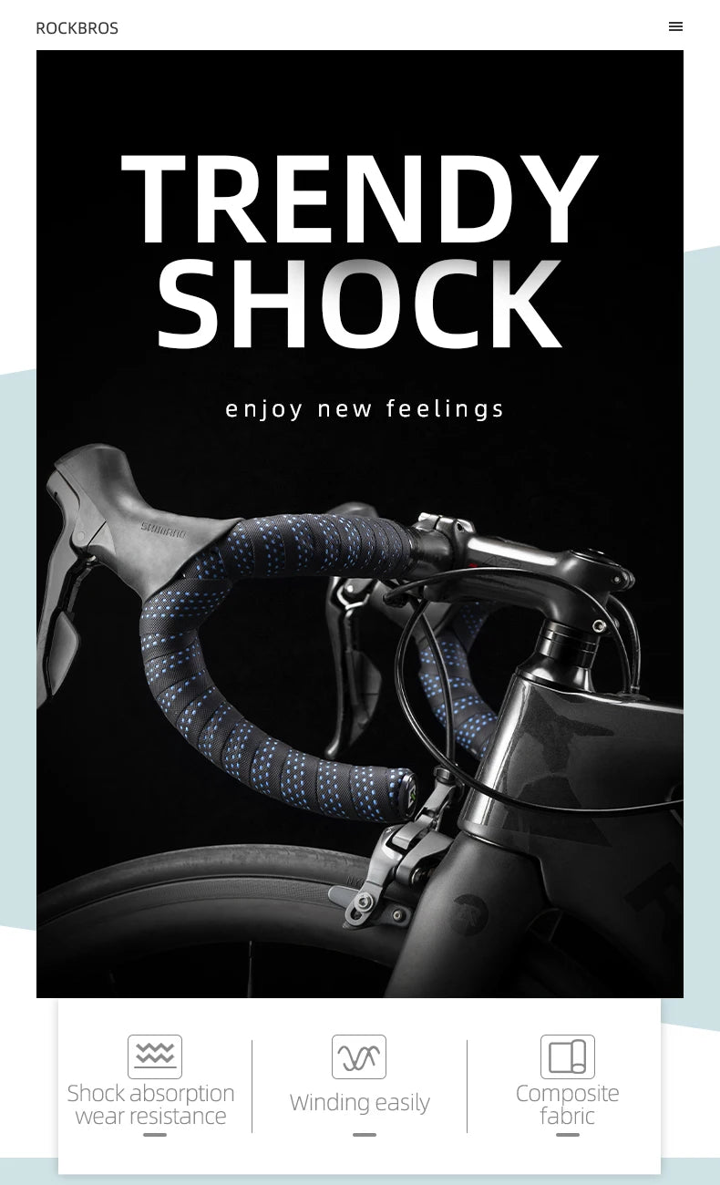 ROCKBROS Nastro Manubrio PU Eva Antiscivolo Morbido Traspirante Antiurto MT Impugnature Per Biciclette Ciclismo