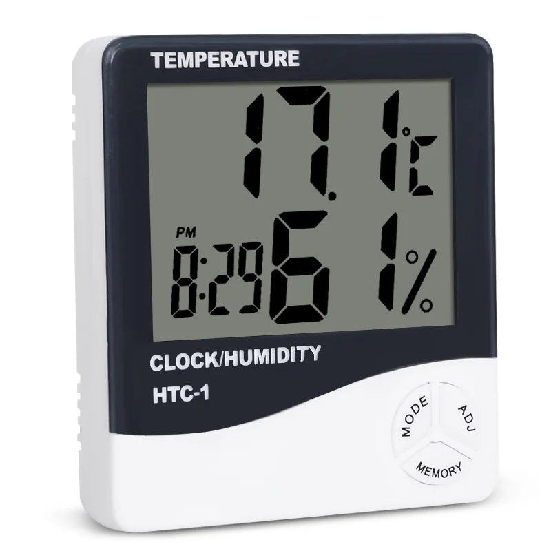 HTC 1S LCD Igrometro Digitale Misuratore di Umidità e Termometro Esterno Interno Stazione Meteo Orologio