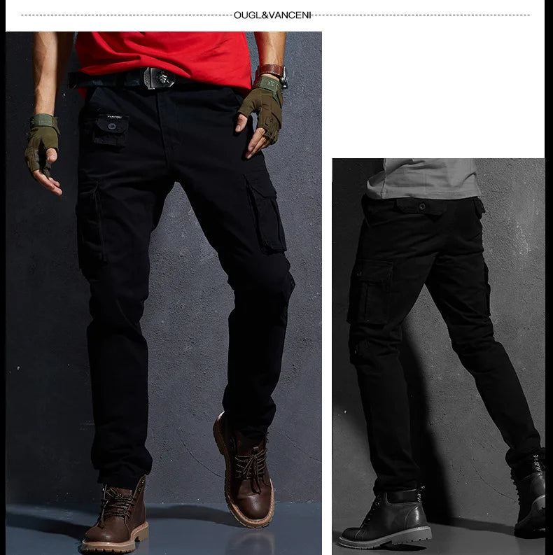 Pantaloni Cargo Uomo Mimetici Con Tasche Molteplici Pantaloni Larghi Casuali In Cotone