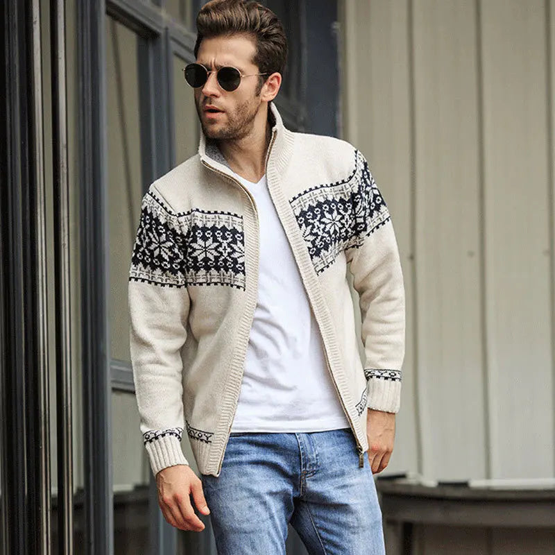 Nuovo Maglione Da Uomo Autunno Inverno In Lana Con Collo Mandarino Tinta Unita Cardigan Lavorato A Maglia Spesso Casual