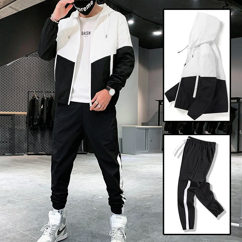 Tuta Sportiva Uomo 2026 Completo Casual Con Giacca E Pantaloni Con Cappuccio Set 2 Pezzi Hip Hop Per Corsa E Sport