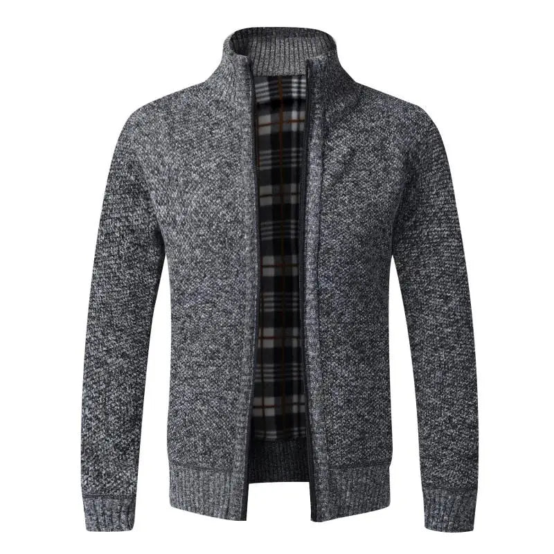Cardigan Da Uomo In Pile Caldo Con Cerniera Slim Fit Lavorato A Maglia Premium Per Inverno Elegante