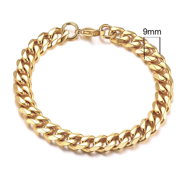 Bracciale Uomo Miami Curb Catena Grossa 3 A 11 Mm In Acciaio Inossidabile Cinturino Cubano Punk Classico