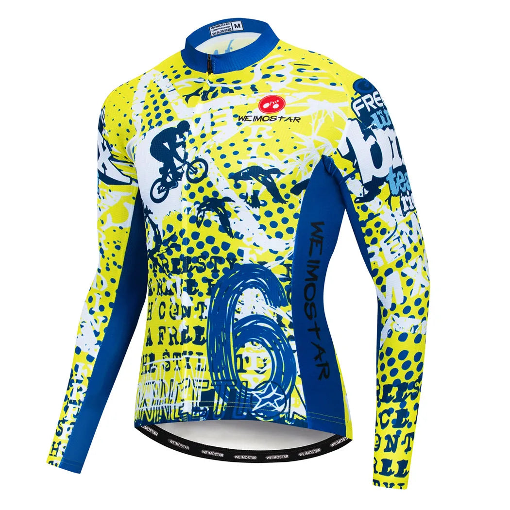 Weimostar Maglia Ciclismo Uomo Manica Lunga Autunno MTB Strada Traspirante Con Tasche Abbigliamento Per Bicicletta