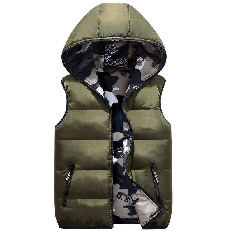 Gilet Da Uomo Invernale Senza Maniche Imbottito In Cotone Caldo Double Wear Abbigliamento Da Esterno Autunnale