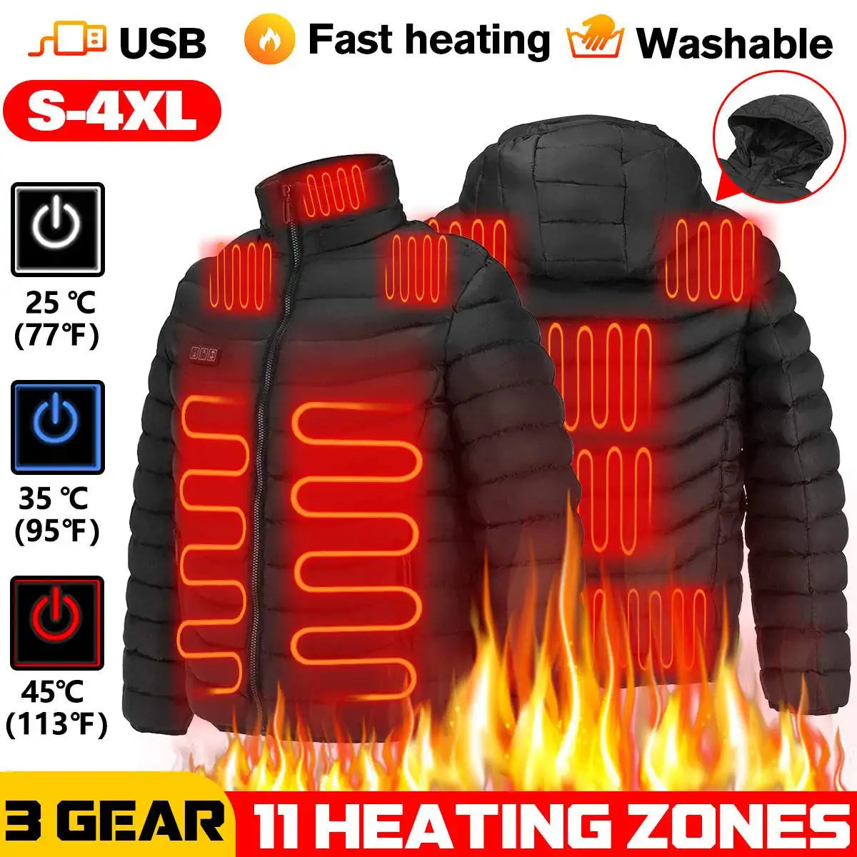 11 aree di riscaldamento giacca riscaldata uomo donna inverno Outdoor campeggio abbigliamento sportivo cappotto riscaldato cappotto termico in grafene giacca riscaldante USB