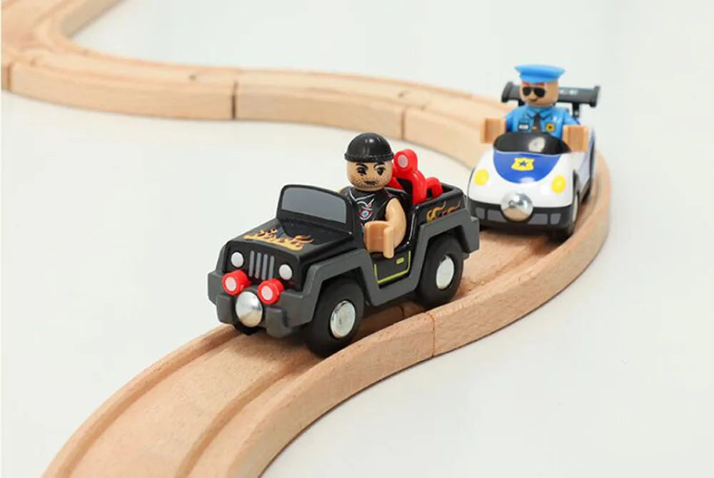 Nuovo Treno Magnetico Per Bambini Con Camion Pompieri Ambulanza Polizia Compatibile Brio In Legno