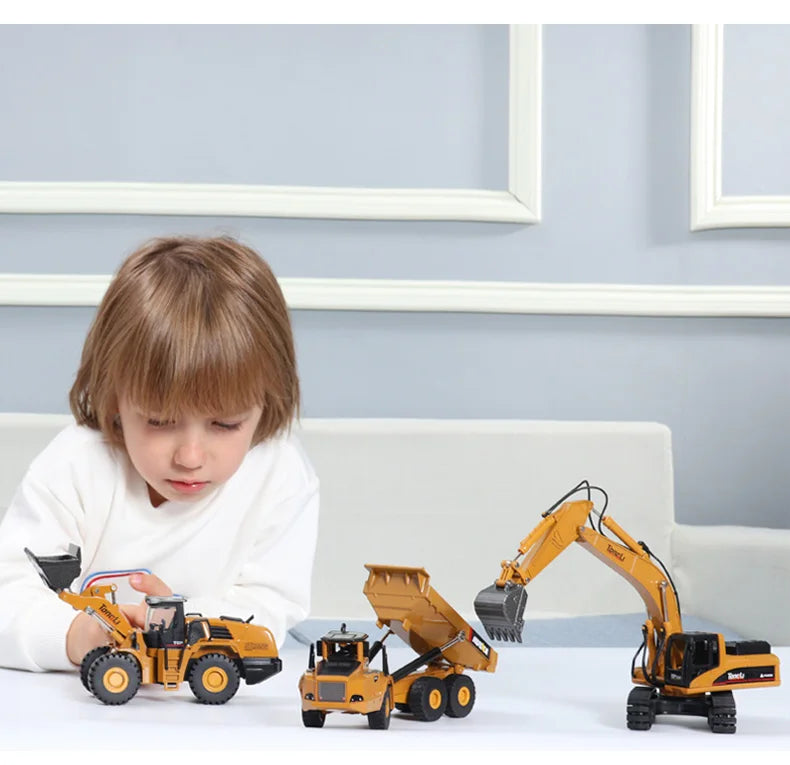 Set Veicoli Da Costruzione In Metallo Scala 1 50 Autocarro Con Cassone Escavatore Trattore Per Appassionati Di Costruzioni