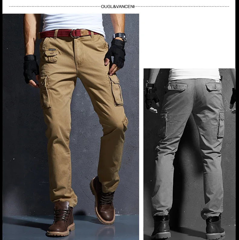 Pantaloni Cargo Uomo Mimetici Con Tasche Molteplici Pantaloni Larghi Casuali In Cotone