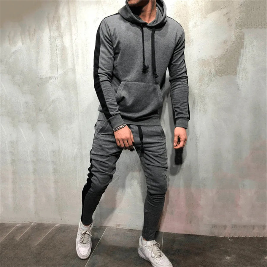 Set Allenamento Uomo 2 Pezzi Tuta Sportiva Autunno 2024 Felpa Con Cappuccio Pantaloni Running