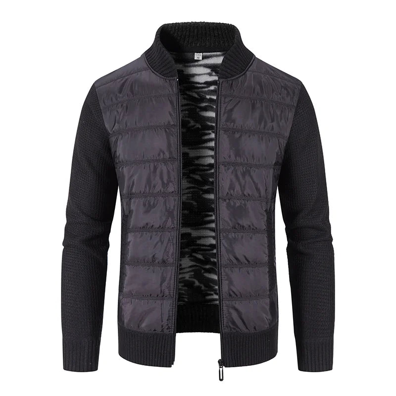 Giacca Uomo Invernale Spessa In Pile Con Zip Intera Antivento Collo A O In Maglia Calda