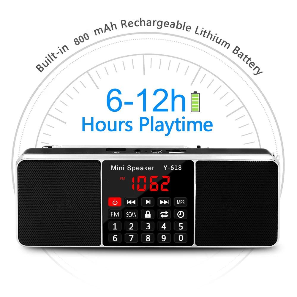 Lefon Ricevitore Radio FM Digitale Portatile Con Altoparlante Lettore MP3 USB Scheda TF Display LED Spegnimento Dell Ora