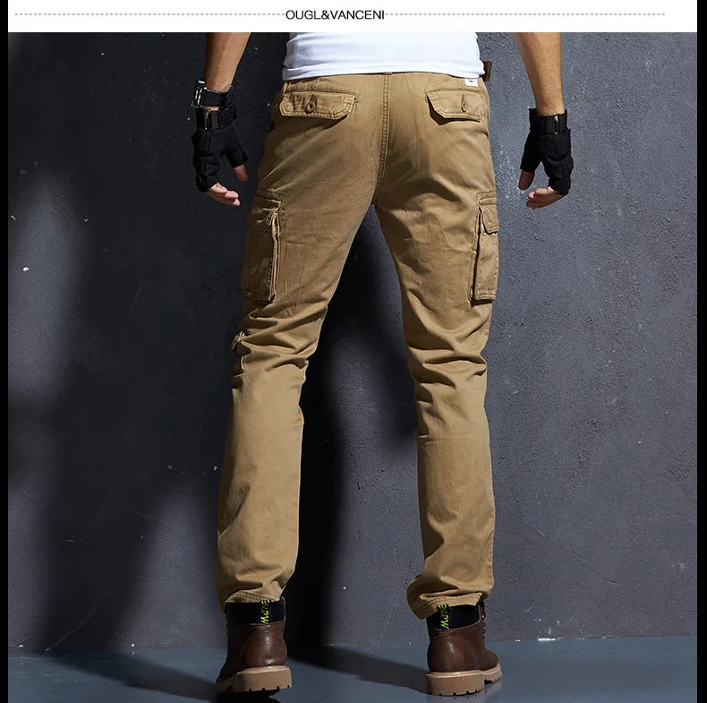 Pantaloni Cargo Uomo Mimetici Con Tasche Molteplici Pantaloni Larghi Casuali In Cotone