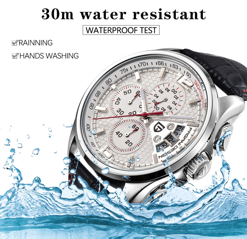 Orologio Da Uomo Pagani Design Cronografo Lusso Sport Quarzo Resistente All Acqua 30m Modello PD 3306