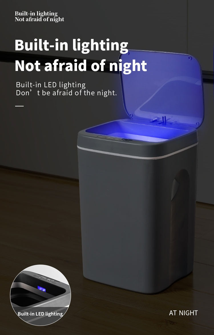 Bidone Spazzatura Elettrico 16 Litri Con Sensore Automatico Touchless Cucina Bagno Impermeabile Coperchio