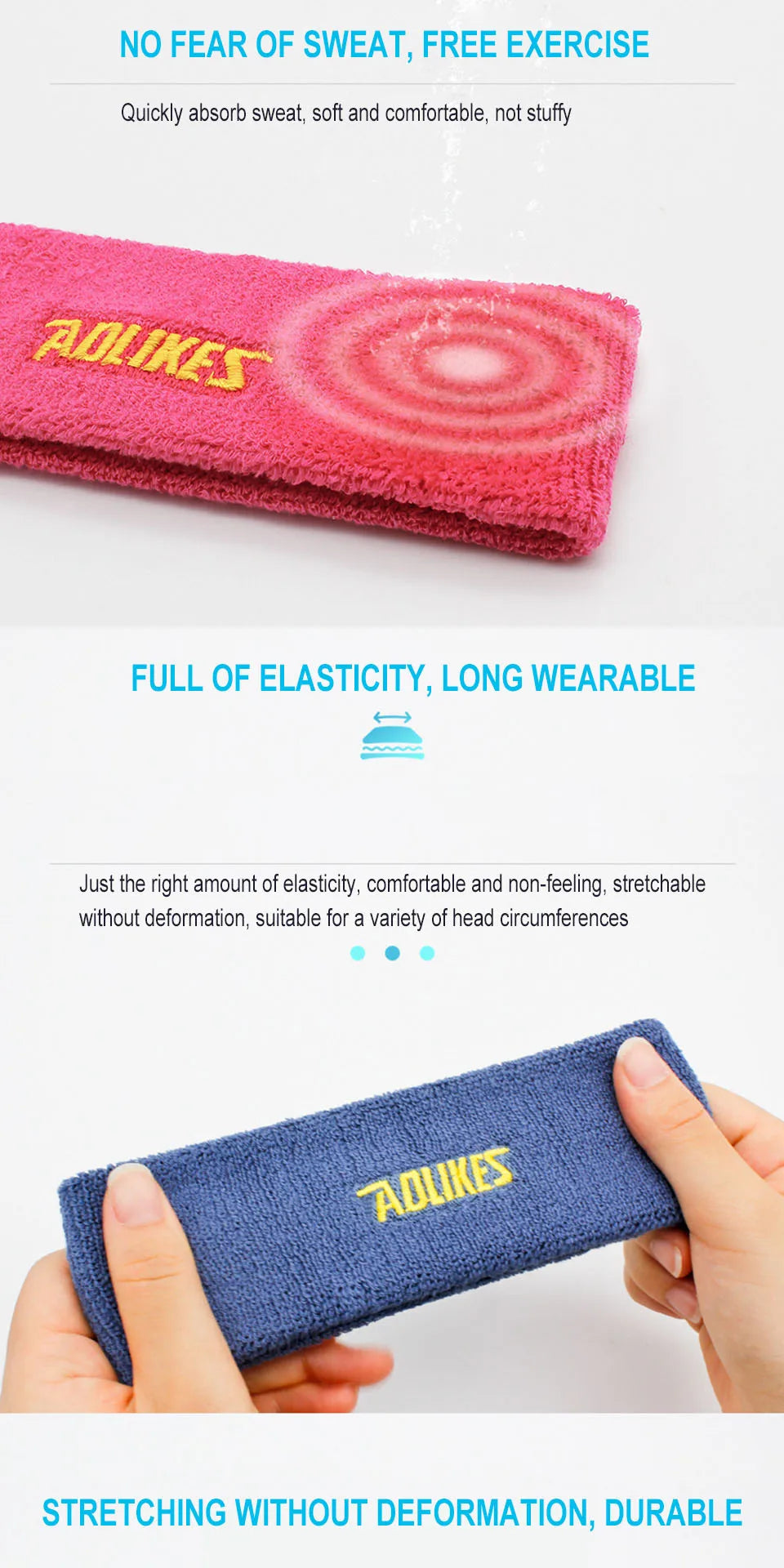 Fascia Sudore In Cotone Alta Qualità Unisex Per Yoga Tennis Pallavolo Fronte Asciutta Comfort Duraturo