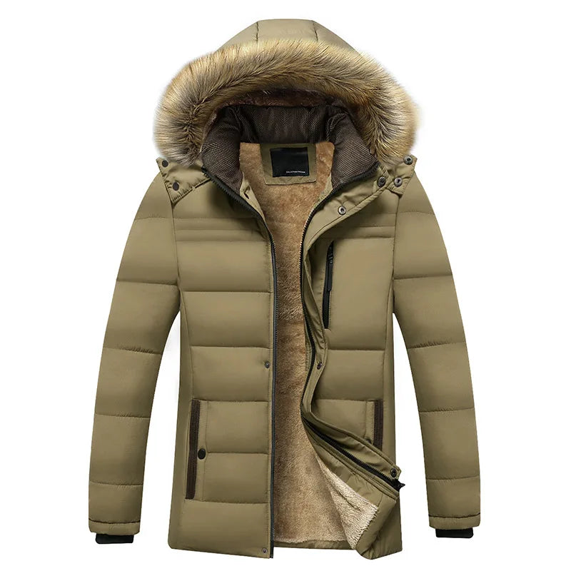 Parka Da Uomo Invernale Antivento Caldo Con Cappuccio E Collo In Pelliccia Giacca Spessa Classica Casual