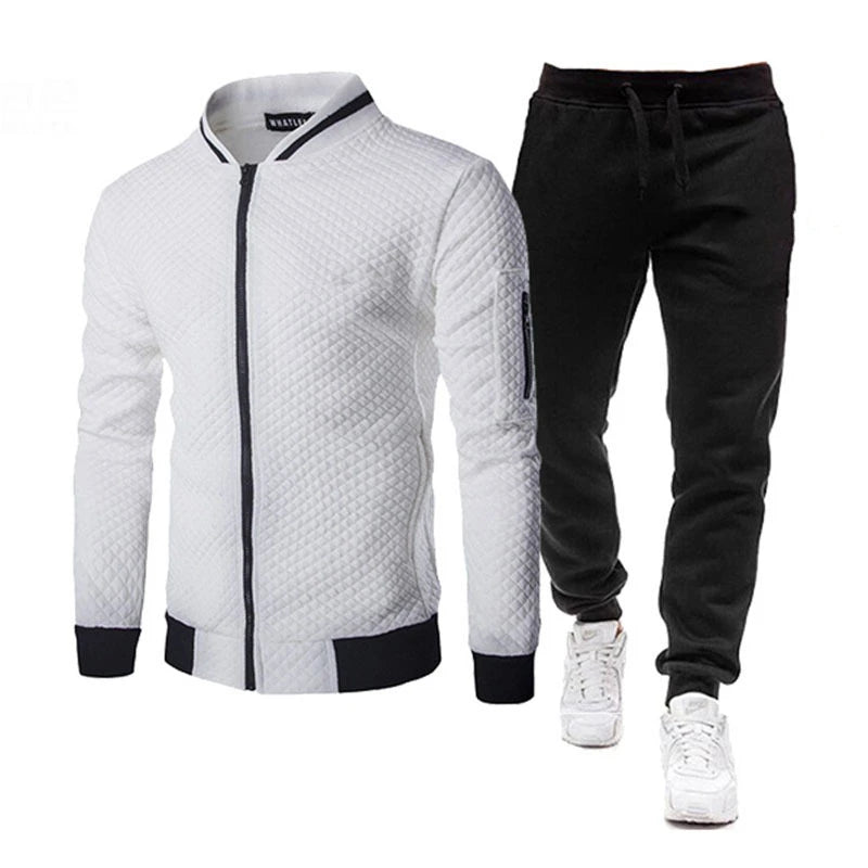 Set di abbigliamento sportivo da uomo Tuta da uomo di marca Abbigliamento sportivo da fitness Due pezzi Giacca a maniche lunghe + Pantaloni Tuta da uomo casual