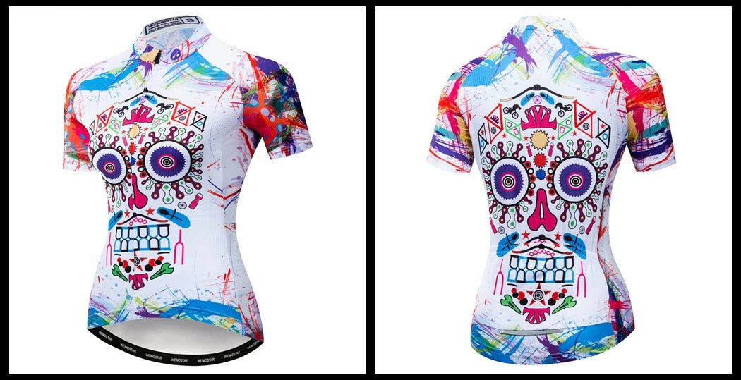 Weimostar Pro Maglia Da Ciclismo Donna Skull Traspirante Con Tasche Riflettente Quick Dry Estate MTB