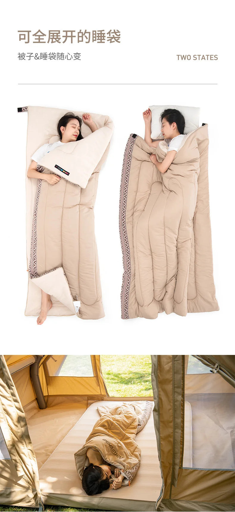 Naturehike L150 Sacco a Pelo da Campeggio Leggero 3 Stagioni in Cotone Impermeabile con Ventilazione per Adulti