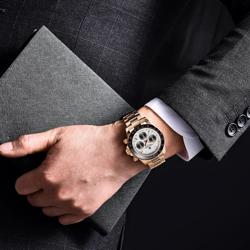 PAGANI DESIGN 2024 PD1644 Orologio Da Polso Uomo Quarzo Cronografo 100M Vetro Zaffiro Quadrante Meteorite