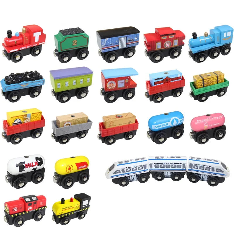 Treno Magnetico in Legno per Bambini Locomotiva con Binari Giochi Educativi Regalo di Compleanno