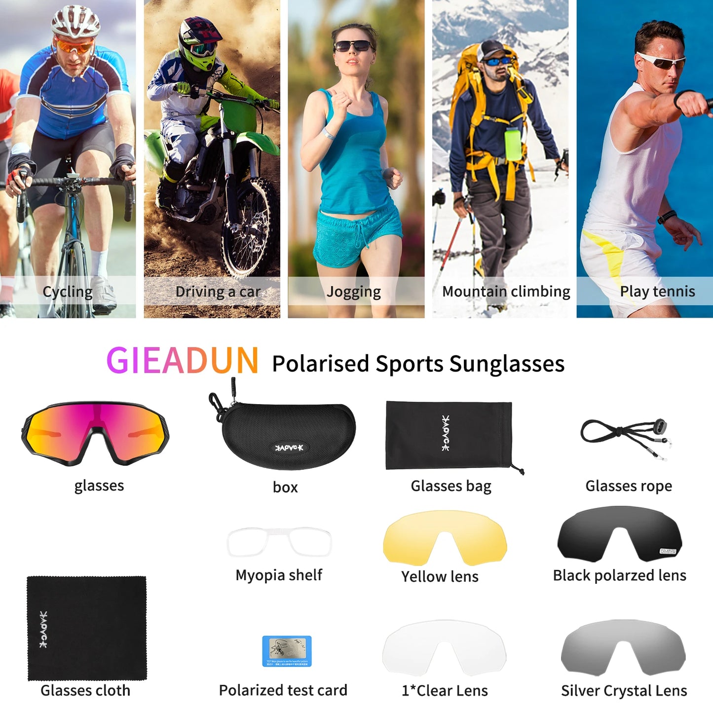 Occhiali Da Ciclismo Polarizzati Per Sport All'Aperto Corsa Pesca MTB Bici Da Strada Unisex Uomo Donna