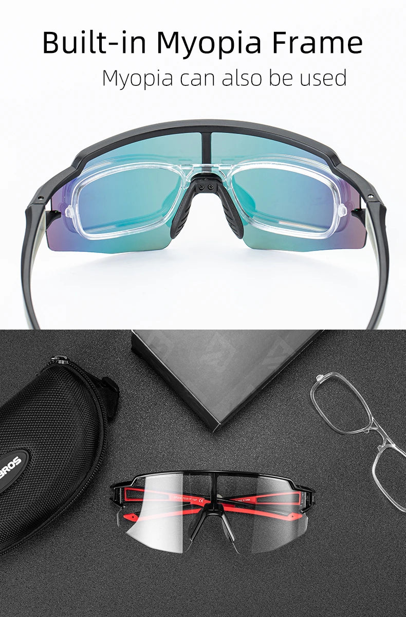 Rockbros Occhiali Da Ciclismo Fotocromatici Con Montatura Integrata Per Miopia Polarizzata Occhiali Da Sole Uomo Donna