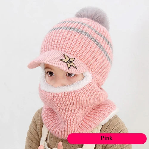 Cappellino Passamontagna Invernale Per Neonati E Bambini Con Fodera In Pile E Orecchie Da Gatto HT073