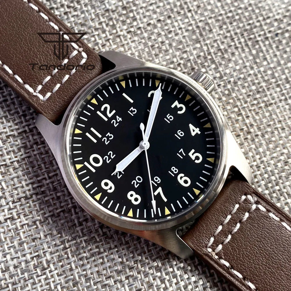 Orologio Diver Automatico Uomo Tandorio 39mm 20BAR Corona a Vite Vetro Zaffiro AR Lume Verde
