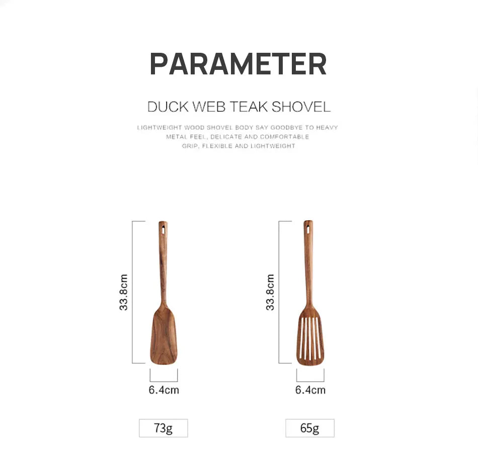 Set Da 5 Pezzi Di Spatole Scanalate In Teak Naturale Per Mescolare Utensili Da Cucina In Legno Resistente Al Calore