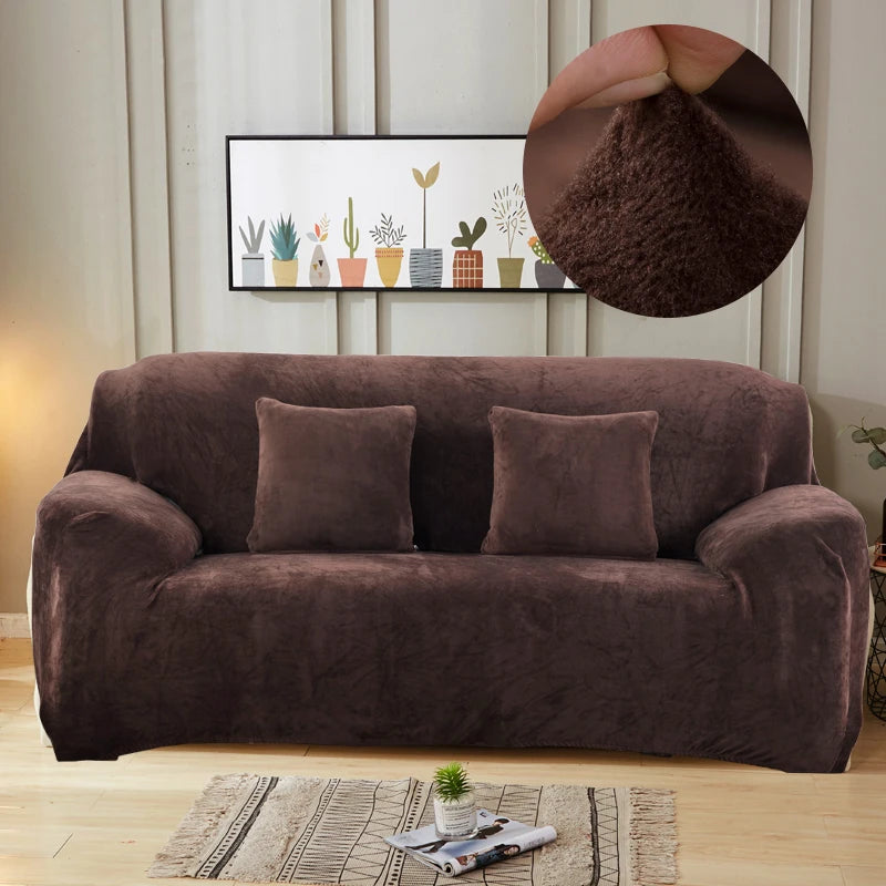 Copridivano In Tessuto Peluche Grigio Solido Protezione Mobili Antipolvere Antiscivolo Spesso In Velluto